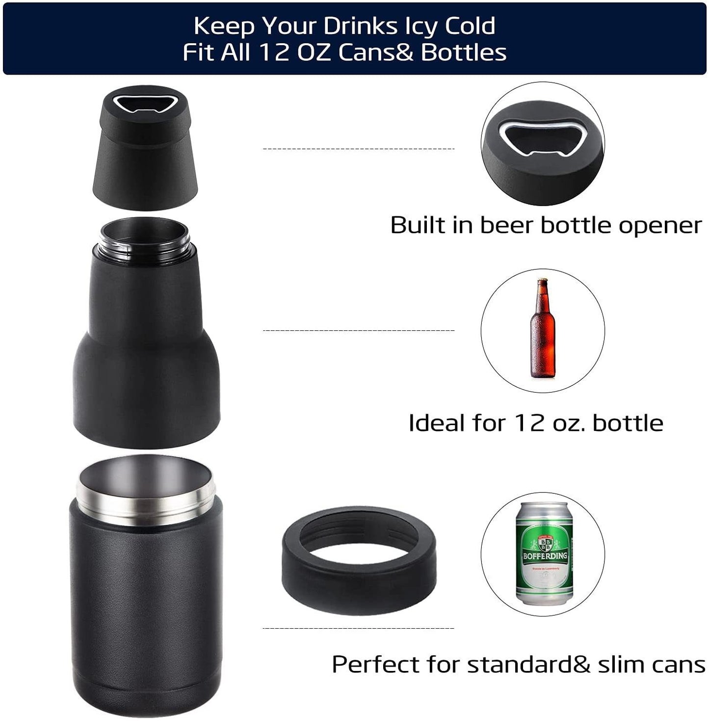 304 Stainless Steel Large-capacity Double-layer Beer Mug Office Portable Simple Car Mug Vacuum Detachable Cold Storage Tank