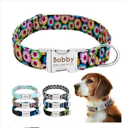 Cat Dog Collar Collar Lettering Anti-lost Tag Small Large Dog Traction Rope Collar Bell Dog Tag Custom