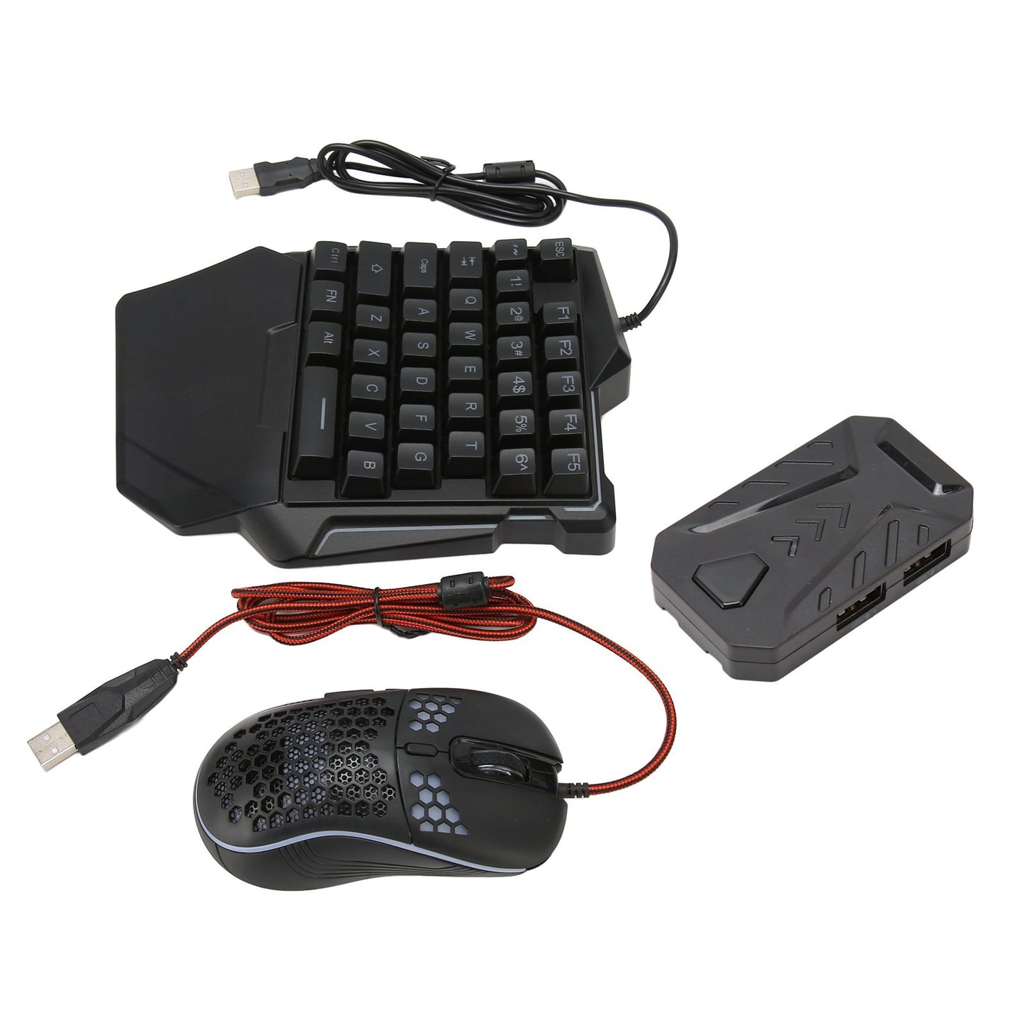 Keyboard and Mouse Converter Set Wired RGB Half Gaming Keyboard with Wired Mouse Converter Adapte for Android for Harmony