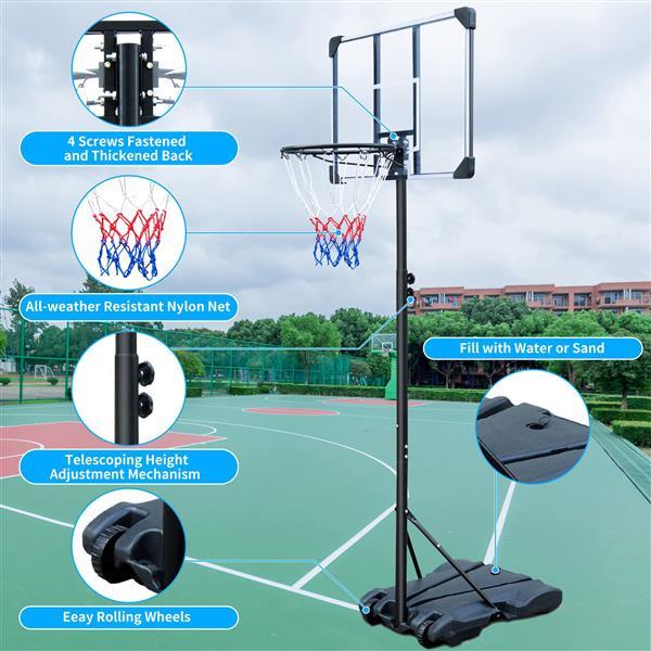 Basketball Stand, Suitable For Indoor And Outdoor Use, Adjustable From 5.6-7 Feet, 32 Inch Backboard With Wheels