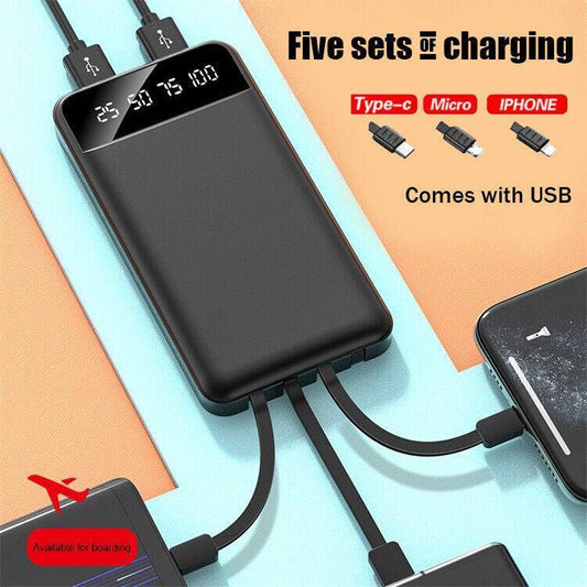 Portable Power Bank 10000mAh Power Bank - With 4 Built-in Cables Power Bank